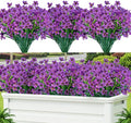 Lnoicy 12 Pcs Artificial Flowers for Outdoor,Plastic Flowers Decoration, UV Resistant Faux Flowers Shrubs, Artificial Plants for Indoor Outside Garden Home Wedding Farmhouse（Purple） by Lnoicy