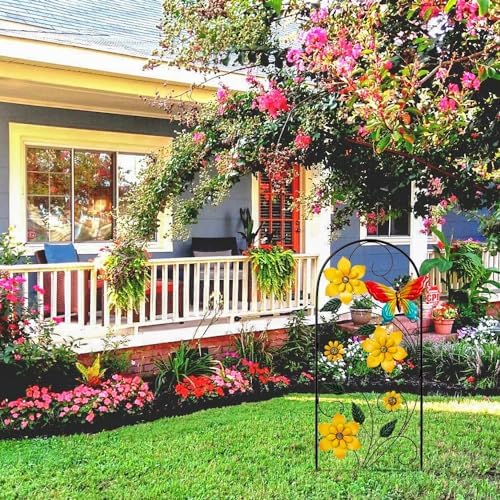 YEAHOME Garden Decor for Outside, 33" Flower Butterflies Decorative Garden Stakes for Spring Garden Decor, Metal Yard Art Stakes for Outdoor Lawn Backyard Porch Decorations - Image 3