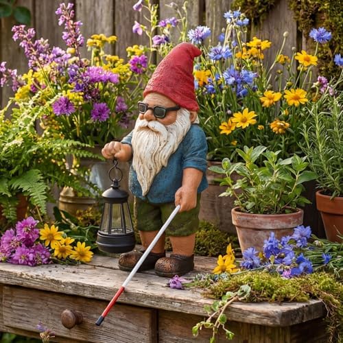 Garden Gnome Outdoor Statue -10.2 inches Outdoor Decor for Patio Yard Balcony Pathway - Self-Growth & Win-Win Gift - Gnome Lantern Bearer: Illuminate the Path for Others - Image 7