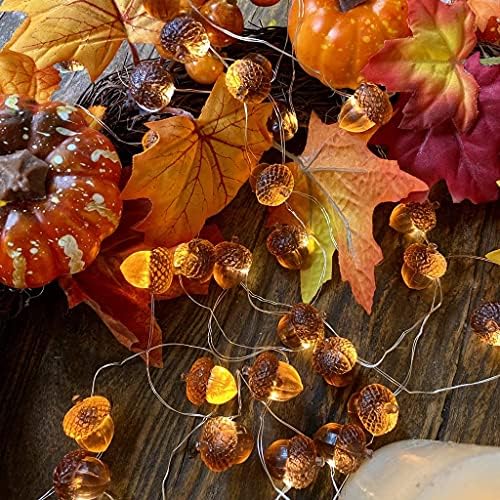 3D Twinkle Acorn Fall Decorations Harvest String Lights 10ft Copper Wire 30 LEDs Battery Powered with Timer Remote Control for Wedding Bedroom Fireplace Mantel Ice Age Ornaments Home Decor - Image 6