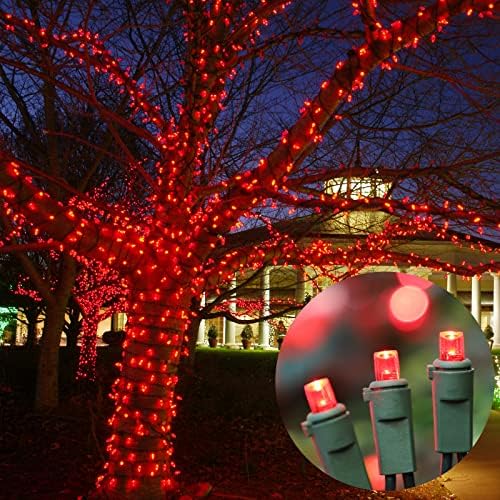 LAMPHOME Red Valentines Day Decor Lights Green Wire, 21.6ft 100 LED Red Christmas String Fairy Lights Outdoor Indoor Plug in for Room Party Tree Valentines Day Bedroom Galentine's Day Decorations - Image 6