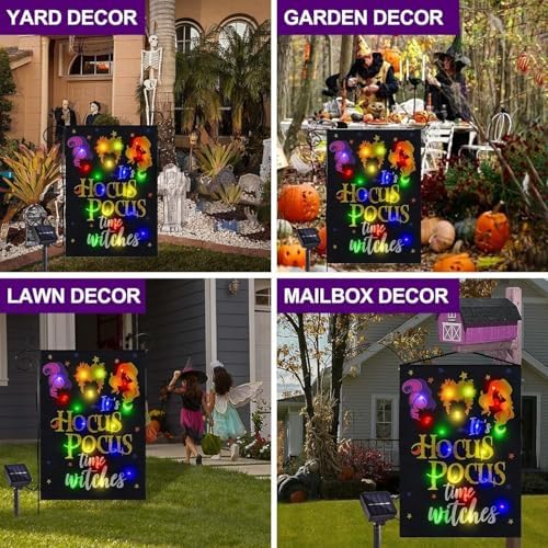 Halloween Lighted Garden Flag, Hocus Pocus Yard Decor, 12x18 in - Image 6