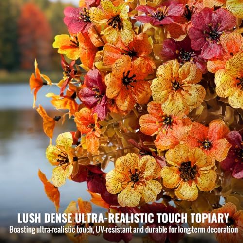 Alupssuc 4Pcs Artificial Fall Ball Flowers for Outdoors, Fake Plants - Image 7