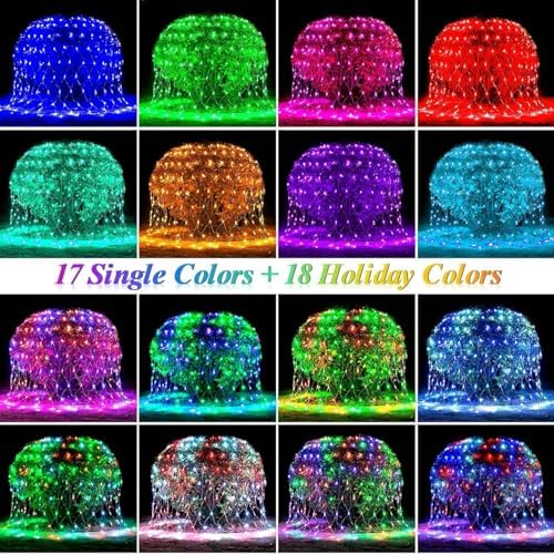 Pooqla RGB Christmas Net Lights Outdoor Mesh Lights 9.8 x 6.6ft Green Wire - Image 3