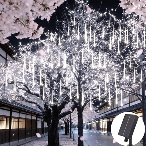 12inch 8 Tubes,Meteor Shower Lights Outdoor Solar Powered,IP65 Waterproof Falling Rain Lights,Auto On/Off String Lights for Christmas Tree Garden Patio Wedding Party Holiday Decorations by ThelightofBuroraix
