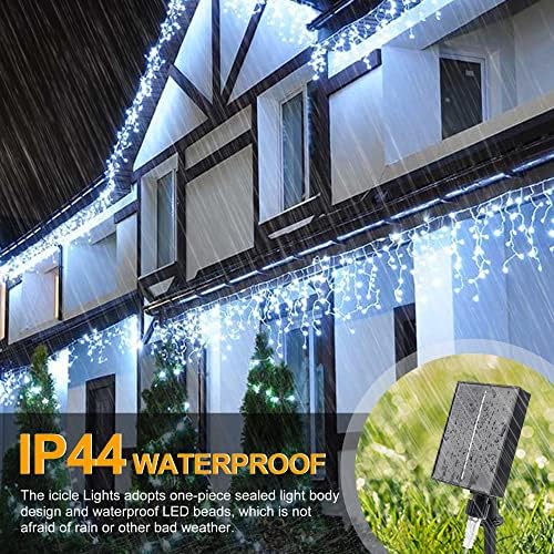 Christmas Icicle Lights with Remote,300 LED Solar Curtain Lights - Image 7