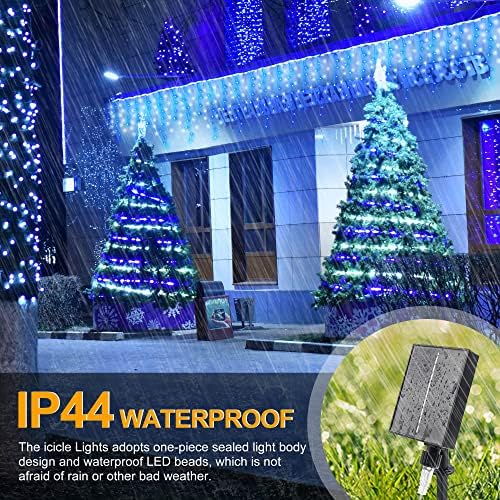Christmas Icicle Lights with Remote,300 LED Solar Curtain Lights - Image 7