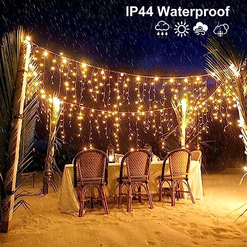 132ft Icicle Lights for Outside - 1280 LED Christmas Lights Warm White - Image 5