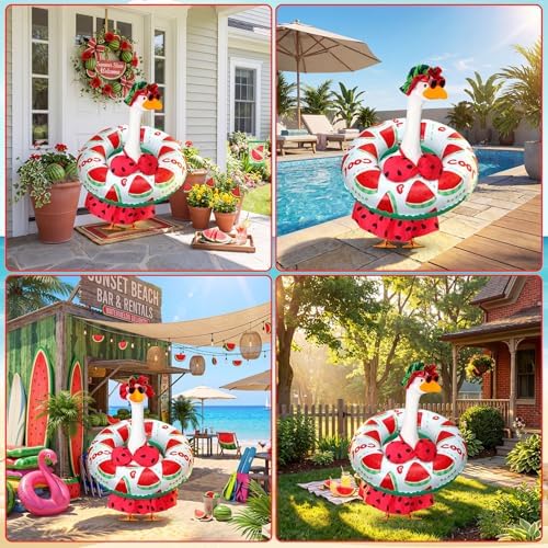 Abbylike Summer Watermelon Bikini Porch Goose Outfits with Hat, Sunglasses and Swimming Tube Hawaiian Clothes Costume for 23'' Goose for Garden Porch Statue Yard Pathway Decorations - Image 6
