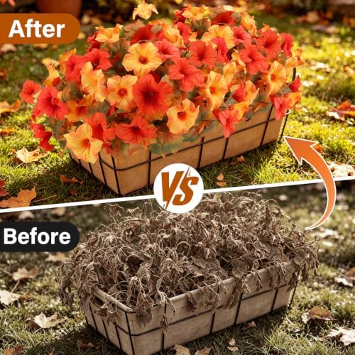 Geegoods Fall Artificial Petunias for Outdoors, 8 Bundles Orange Yellow - Image 3