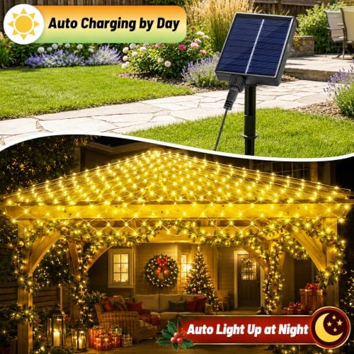 Solar Christmas String Lights Outdoor, 6FT x 4FT 128LED Christmas Net Light - Image 2