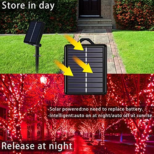 Solar Christmas Halloween String Lights, Red 200Led, Outdoor - Image 2