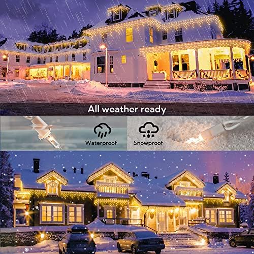 200 Christmas Icicle Lights, Warm White 23 FT Long White Wire - Image 3