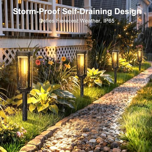 JEJOT Solar Pathway Lights Outdoor Waterproof, 2 Pack Solar Walkway Lights - Image 5