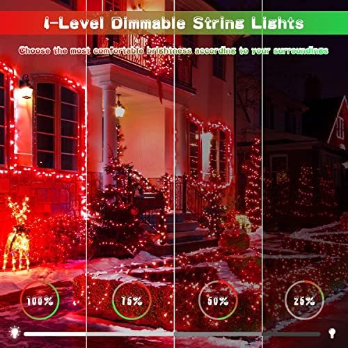 JMEXSUSS 200 LED Red & Green String Lights Outdoor for Christmas Decor - Image 4