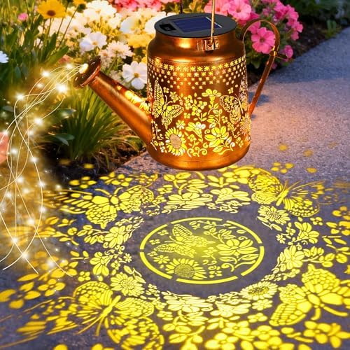 Solar Lights Outdoor Waterproof, Butterfly Solar Watering Can with Lights - Image 2