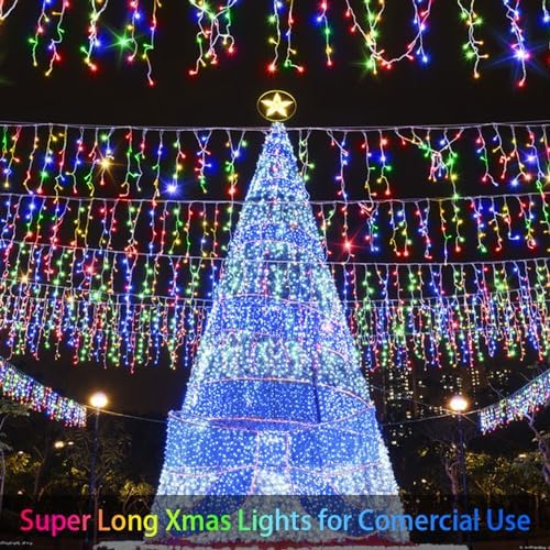 65 FT 640 LED Christmas Lights Outdoor Decorations Clear Wire String Lights Plug in 120 Drops 8 Modes Memory Timer Connectable Curtain Fairy Lights Waterproof for Holiday Wedding Party-Multicolored - Image 5