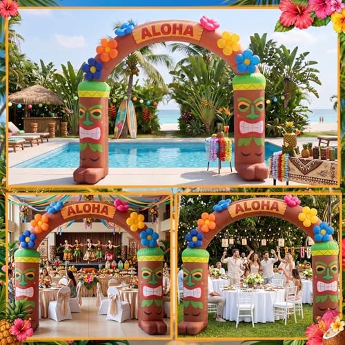 10 Ft Luau Hawaiian Inflatable Archway LED Lighted Aloha Arch - Image 6