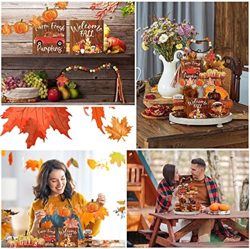 Ferraycle 12 Pcs Fall Tiered Tray Decor Set Autumn Table Decorations - Image 6