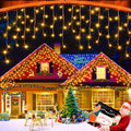 XURISEN 66ft 640 LED Christmas Lights Outdoor with 120 Drops, 8 Modes Curtain Fairy Lights Plug in Waterproof Timer Memory Function String Lights for Christmas Holiday Wedding Party Decor(Warm White) by XURISEN