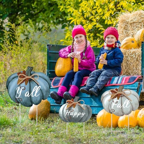 Geetery 3 Pcs Thanksgiving Fall Pumpkin Yard Stakes Decoration 31 Inch - Image 4