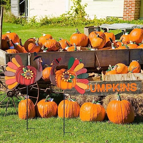 YEAHOME Thanksgiving Decorations Outdoor, Set of 2 Turkey Decorative Garden Stakes for Fall Thanksgiving Decor, Metal Turkey Yard Signs for Home Garden Lawn Porch Pathway Fall Decorations - Image 5