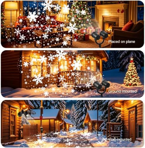 Christmas Snowflake Projector Lights, Double Head Outdoor LED Snowflake Lights Dynamic Falling Snowflake Effect, IP65 Waterproof for Christmas Decoration, Yard, Lawn, House, Holiday Party - Image 4