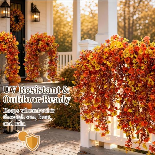 ColoPlay Artificial Mums for Outdoors Fall Decor, Faux Fake Hanging Flowers - Image 5
