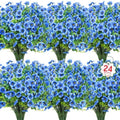 Ouddy Decor 24 Pcs Artificial Flowers for Outdoors Decorations, Blue by OuddyDecor