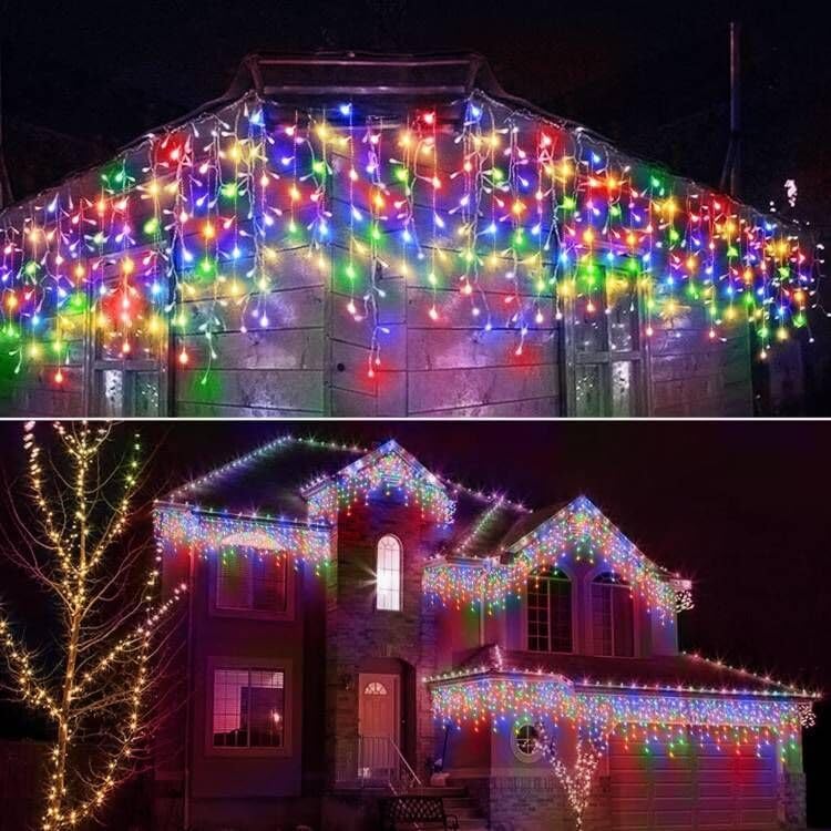 304 LED Solar Christmas Lights, Multicolored Outdoor Icicle Lights, 8 Modes Waterproof Solar Powered String Lights for Xmas Tree Patio Yard Garden Wedding Party House Eaves Roof Decorations - Image 3