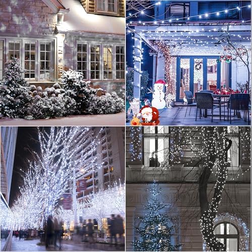 LAMPHOME 33ft Christmas Decorative Mini Lights, 100 LED Transparent Wire Fairy Starry String Lights Plug in, 16 Lighting Modes, for Indoor Outdoor Xmas Tree Wedding Party Decoration (White) - Image 5