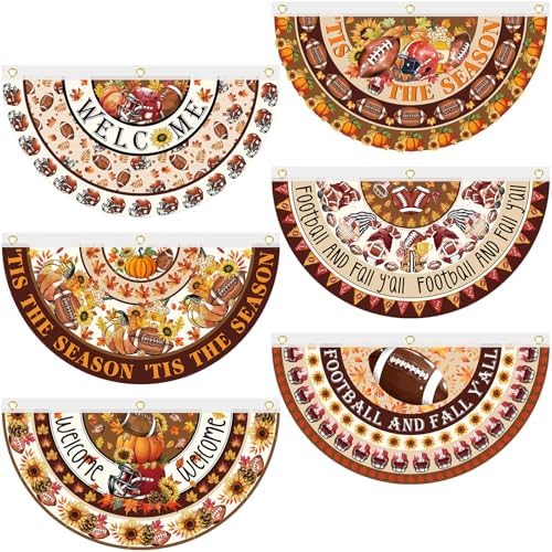 6 Pcs Fall Football Bunting Flag Fall Football Outdoor Half Banner by Windkream