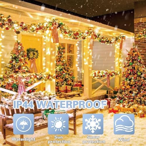300LED 99FT Warm White String Lights Indoor Outdoor, Connectable Christmas Tree Lights Waterproof 16 Modes with Timer, Clear Wire Fairy Twinkle Light Plug in for Bedroom Wedding Party Xmas Decorations - Image 2