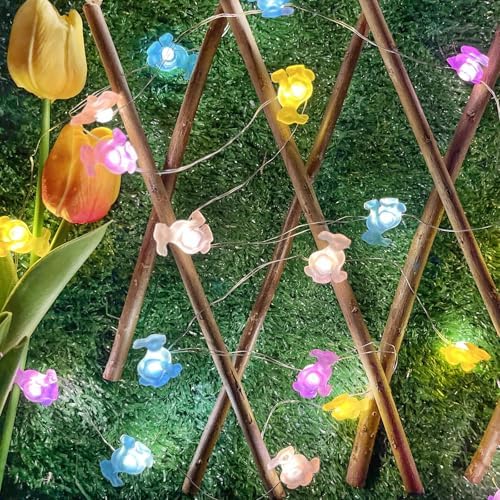 Easter Bunny Fairy Lights Battery Operated with Remote Pastel String Lights - Image 7