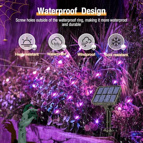 btfarm 4 Pack Solar Halloween String Lights Outdoor Purple - Image 3
