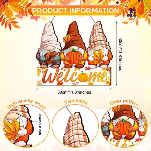 Panelee Fall Welcome Sign Fall Gnome Sign for Door - Image 3