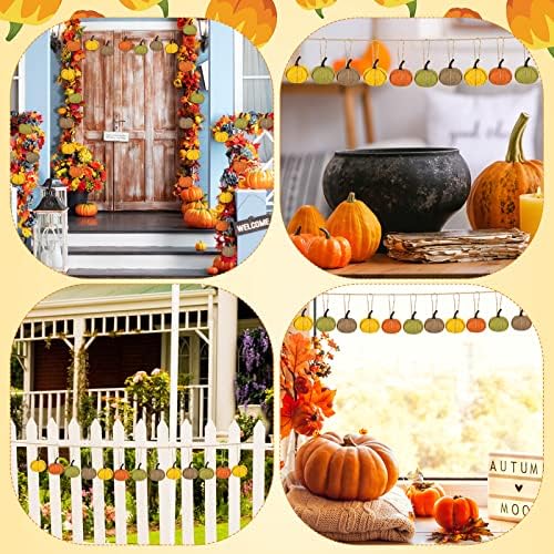 Kajaia 16 Pcs Mini Fall Pumpkin Hanging Ornament for Tree 2.05 Inch Thanksgiving Burlap Fabric Pumpkin Thanksgiving Hanging Decor for Fall Tree Harvest Party Mantel Wall Craft (Fresh Color) - Image 4