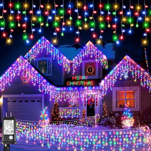 16.5FT 200 LED Icicle Lights for Outside, Multicolor Christmas Lights by XmasBokeh