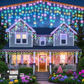 33ft Icicle Lights for Outside, Christmas Lights Outdoor Indoor, 400 LED Twinkle String Light with 75 Drops Clear Wire Short Curtain Light for Thanksgiving Room Home Wall Bedroom, Pastel Multicolor by Nielfoi