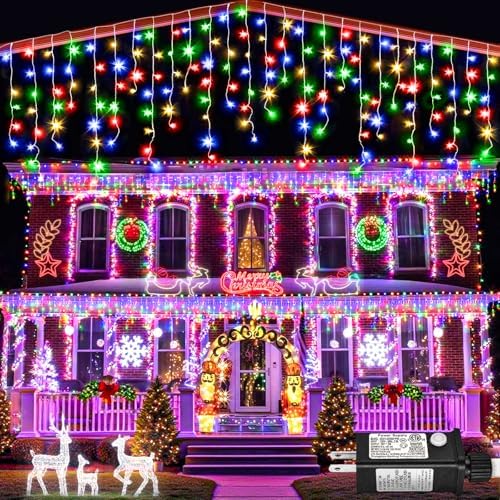 132ft Christmas Lights Outdoor 1280LED Icicle Lights for Outside Multicolor by Nielfoi