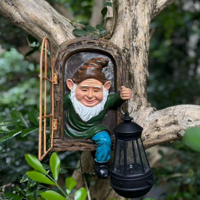 10'' Garden Gnome Statue with Solar Lights :Outdoor Tree Decor - Image 5
