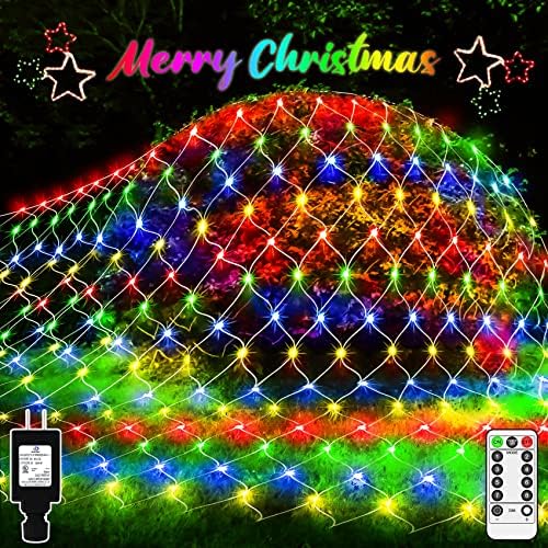 JXLEDAYY 200 LED Christmas Net Lights Outdoor Waterproof 3M*2M Mesh Lights Fairy String Lights Plug in with Timer 8 Modes for Bush Window Fence Garden Yard Roof Wall Decor-Multicolored by JXLEDAYY