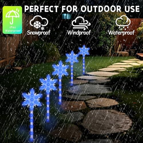 5 Pack Snowflake Solar Christmas Pathway Lights - Image 4