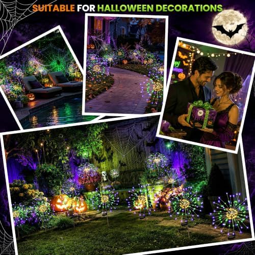 PEVOROS Solar Firework Garden Lights Outdoor, Purple/Yellow/Green, 6 Pack - Image 4