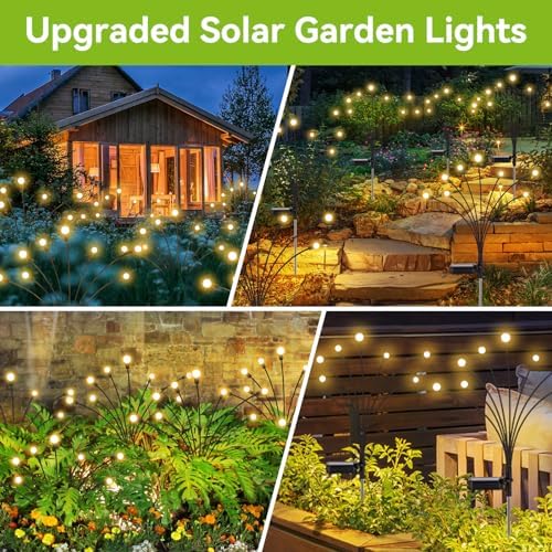 Solar Garden Lights Outdoor Waterproof, 6 Pack 48 LED Swaying Light Firefly Light Outdoor Decor Lights for Garden Gifts for Pathway Party Christmas Decoration, Warm White - Image 6