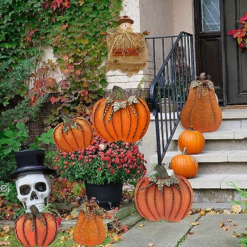 Metal Pumpkin Stakes Yard Signs Fall Decor Decorative Lawn Garden Stake - Image 5