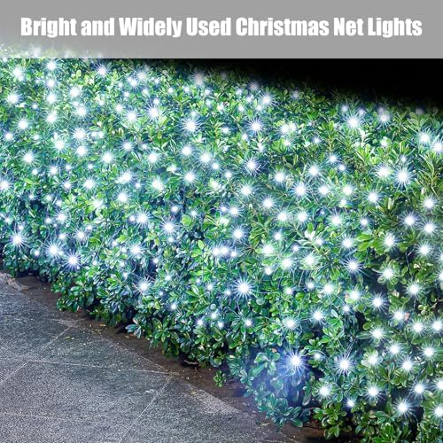 White Christmas Net Lights Outdoor 5ft x 6ft Connectable, 120Led 8 Modes Waterproof Black Wire 29V Plug in Mesh Net Christmas Lights for Garden,Yard, Bushes, Trunk, Xmas Tree Decor (Cool White) - Image 5