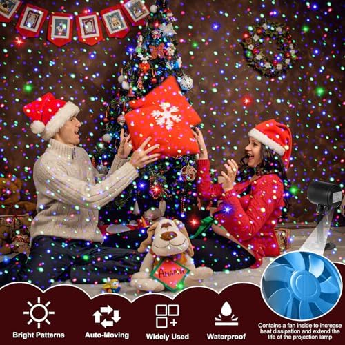 Honoson 1 Pcs Christmas Laser Projector Lights Outdoor RGB Laser Light with Remote Waterproof Motion Xmas Holiday Projector Garden Decoration for Lawns Party House (Red Green Blue Color) - Image 6