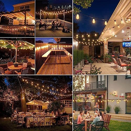 200FT Outdoor Edison String Lights for Outside LED Waterproof 2200K Patio Lights with 104 ST38 Shatterproof Plastic Bulbs Soft Warm Bistro Lights Outdoor Connectable for Gazebo Pergola 2Pack x 100FT - Image 2