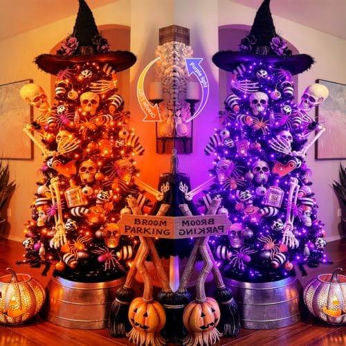 JMEXSUSS 250 LED 91.5ft Halloween String Lights, Orange to Purple, Plug in - Image 3